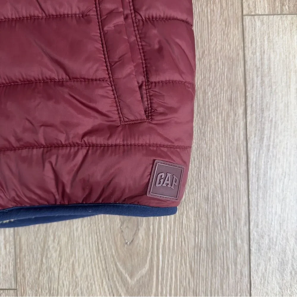 Gap Kids Reversible Puffer Sherpa Jacket Size 5 Years Brown Dark Claret